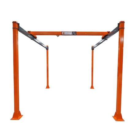Pwi Garage Series Workstation Crane, 1,000 lb Cap., Base Mounted, Adj. Height, 10 ft x 16 ft, Orange GS1000O-1016